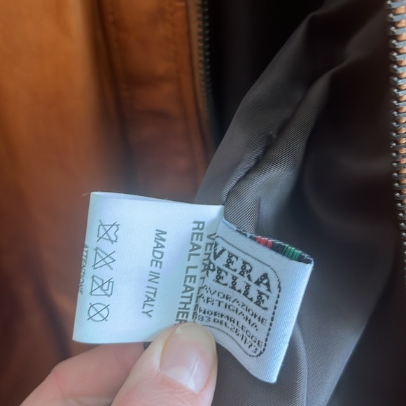 Italian Camel Leather‎ Zip Up Jacket Made by CURGÈ size Mens Large NWT #3 - Picture 6 of 7